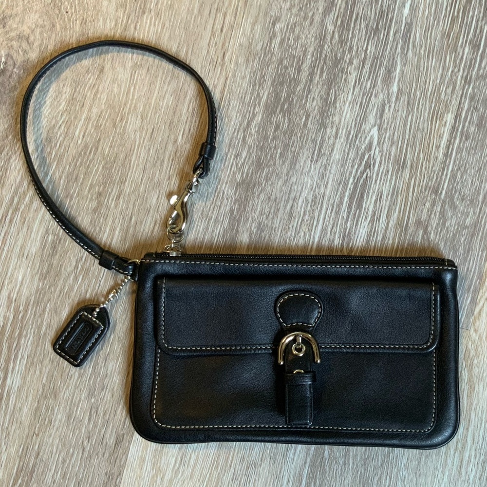 COACH Black Leather Wristlet